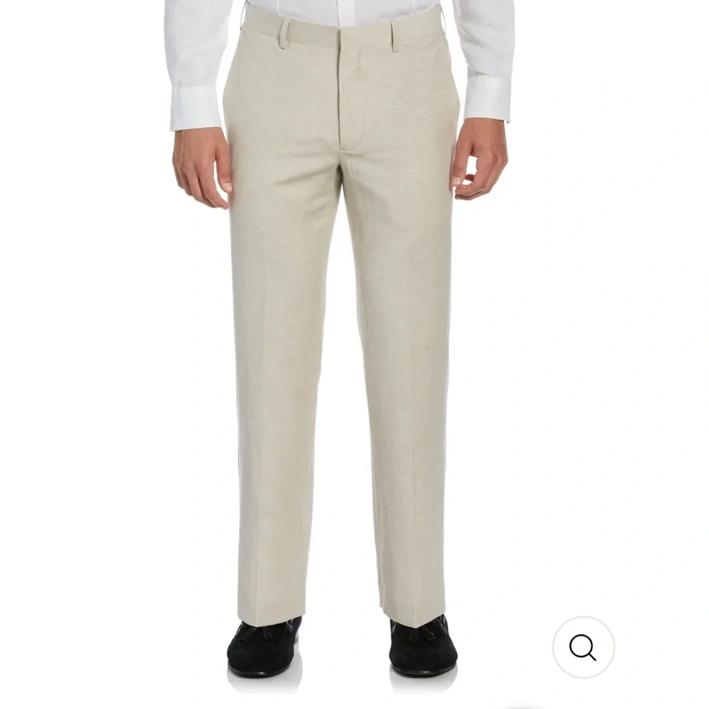 Cubavera Linen Blend Pants Men 34x34 Khaki Classic Fit Flat Front NWOT Resort